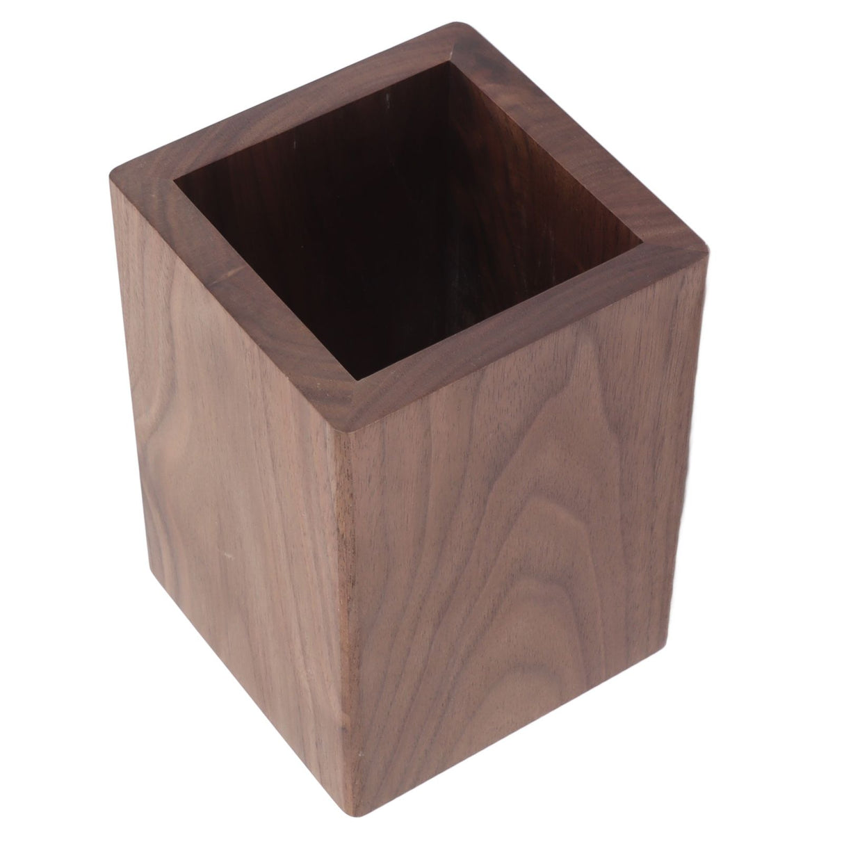 Cooking Utensil Container Smoothing Stable Large Capacity Simple Wooden Pen Holder for Kitchen Family Office Squared(4.3x3.1x3.1in)