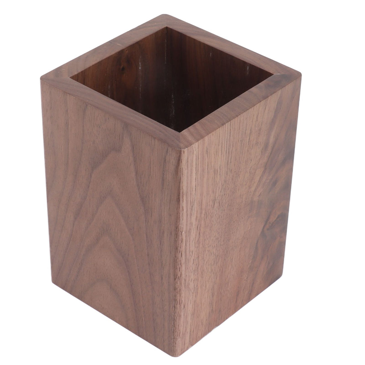Cooking Utensil Container Smoothing Stable Large Capacity Simple Wooden Pen Holder for Kitchen Family Office Squared(4.3x3.1x3.1in)