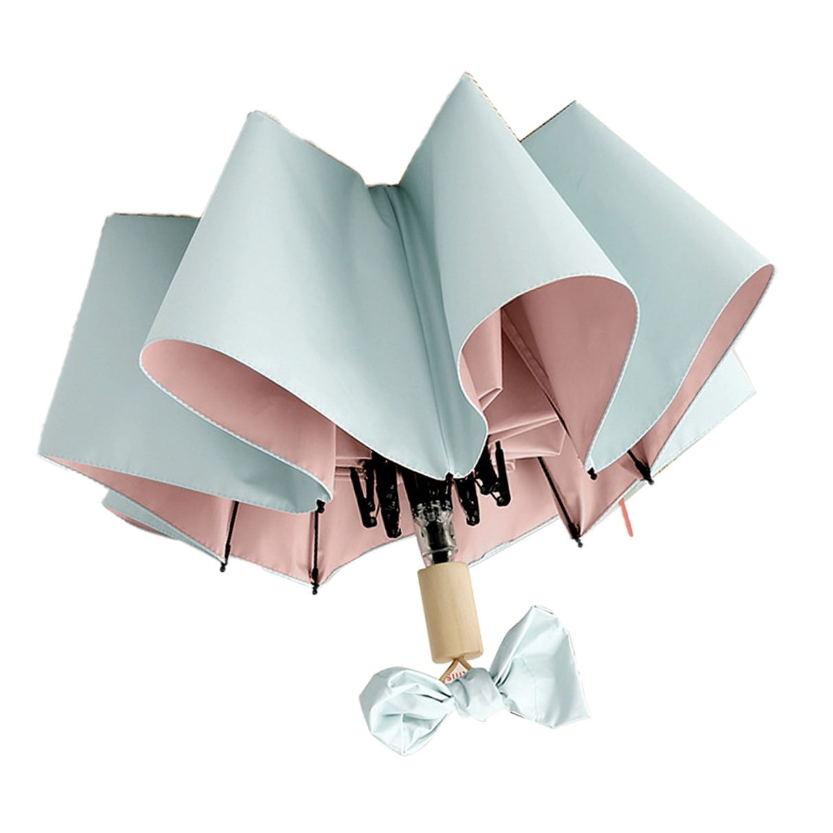 Travel Umbrella Ice Cream Color Sun Rain Proof UV Protection Foldable Portable Umbrella for Men Women Cyan Pink