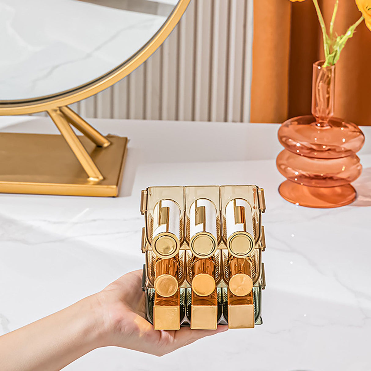 3pcs Lipstick Holder Transparent Storage Overlay Clear Lipstick Display Holder for Lip Gloss Transparent Green