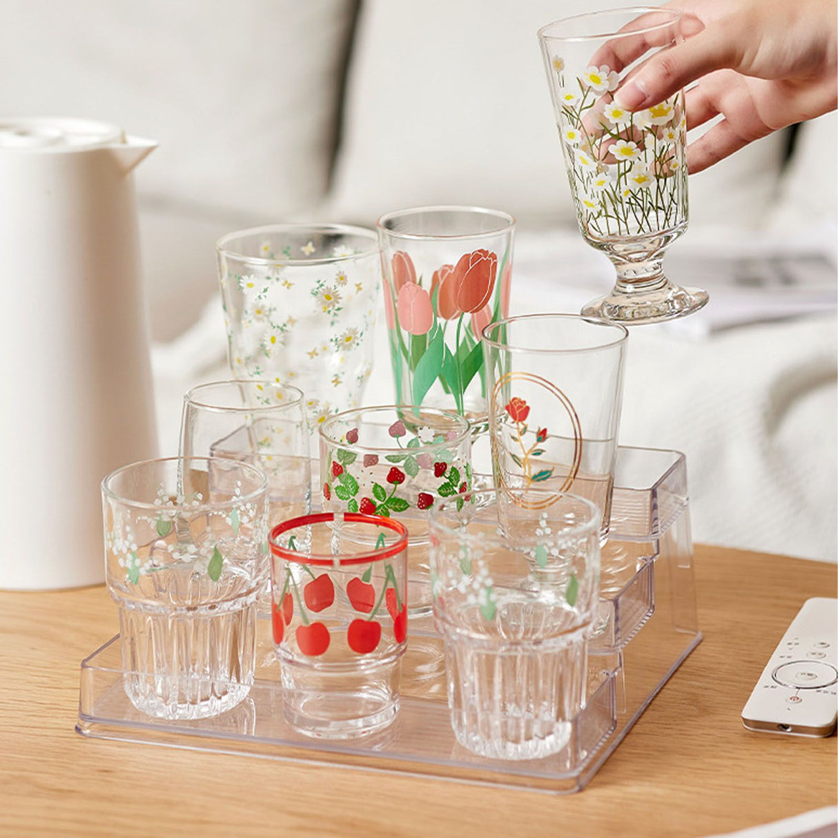 Clear Acrylic Display Riser Shelf 3 Tier Riser Display Stand Kitchen Bathroom Storage Rack