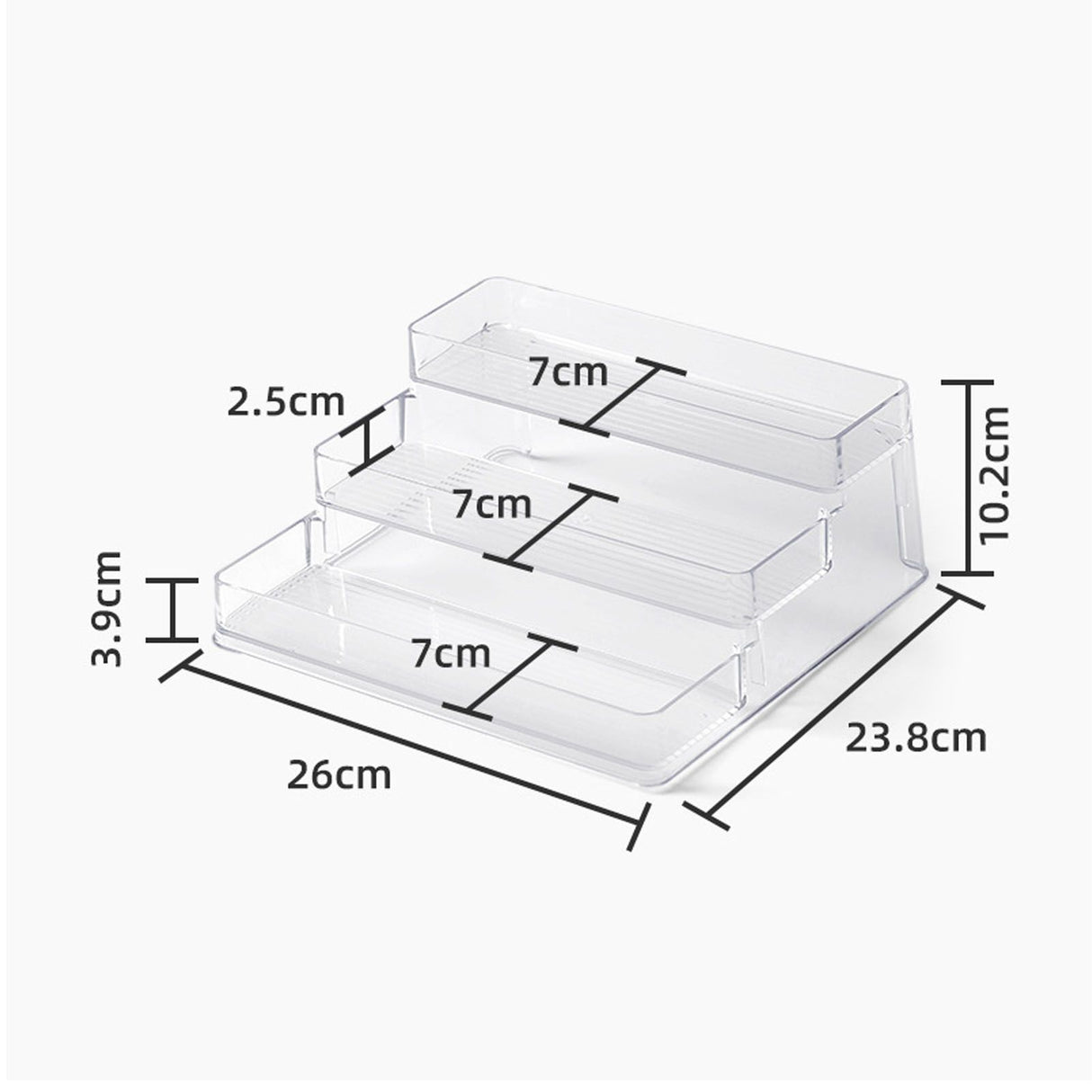 Clear Acrylic Display Riser Shelf 3 Tier Riser Display Stand Kitchen Bathroom Storage Rack