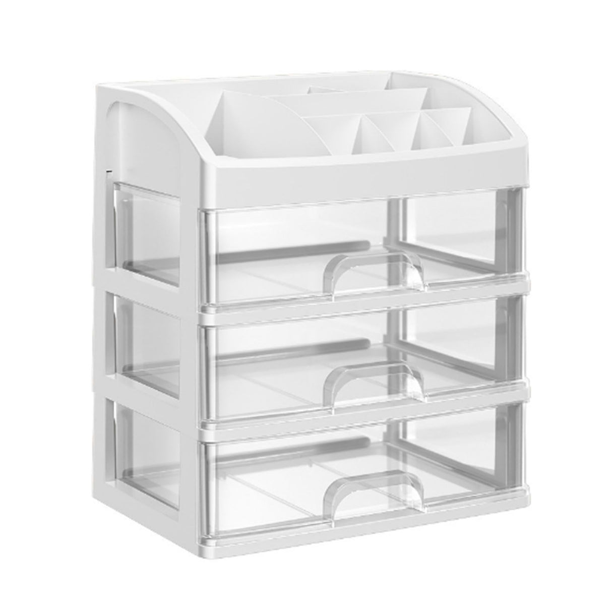 Desktop Organizer 3 Drawer Clear Plastic Desk Storage for Office Stationary Makeup Organizer Bathroom White