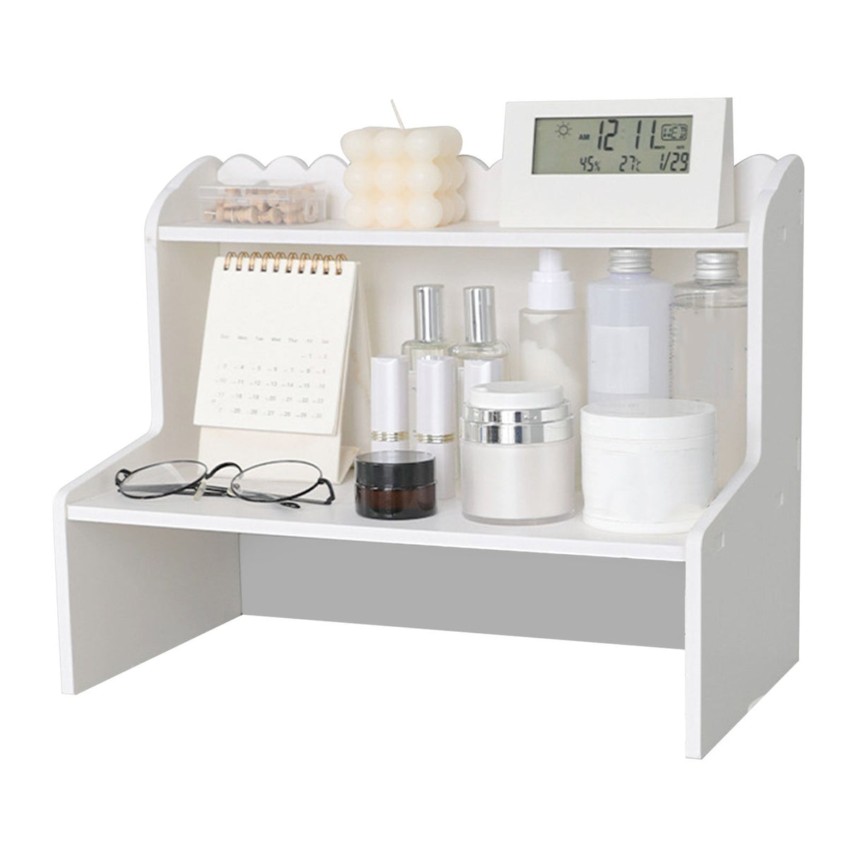 Desktop Wood Display Shelf Desk Multi Layer Storage Rack Mini Bookshelf Cosmetics Organizer M