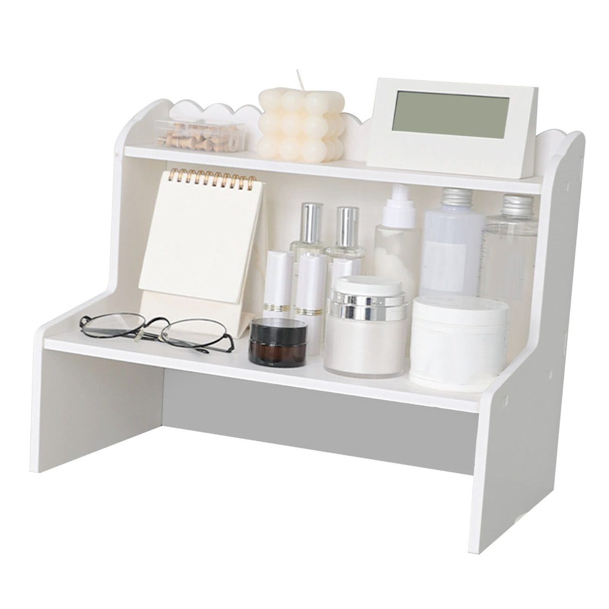 Desktop Wood Display Shelf Desk Multi Layer Storage Rack Mini Bookshelf Cosmetics Organizer M