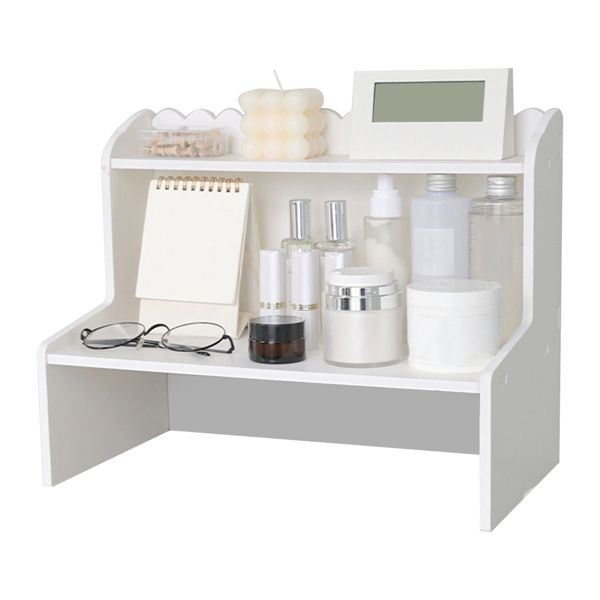 Desktop Wood Display Shelf Desk Multi Layer Storage Rack Mini Bookshelf Cosmetics Organizer M