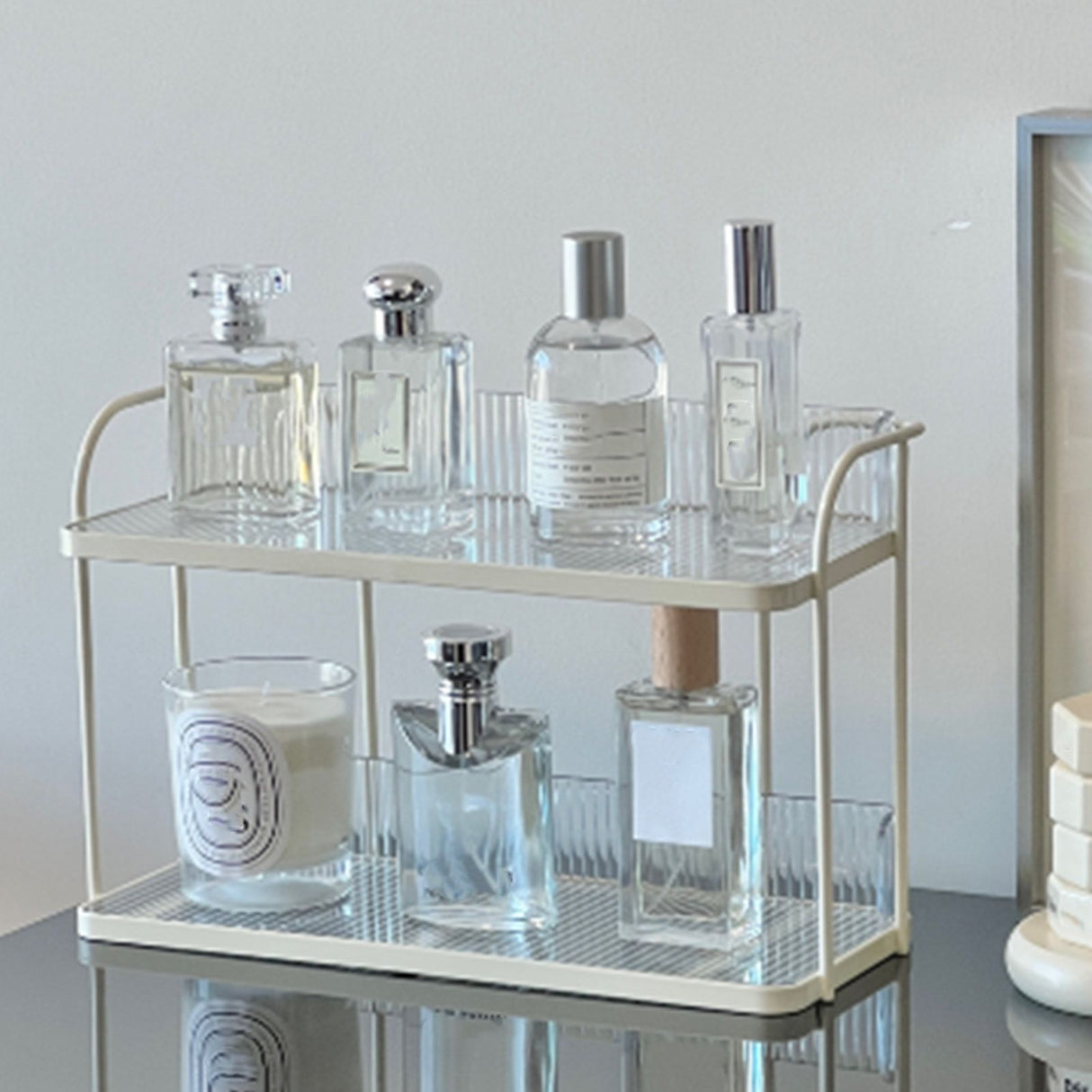 Transparent Double Layer Storage Rack Desktop Cosmetic Storage Rack Accessories Organizer for Bedroom