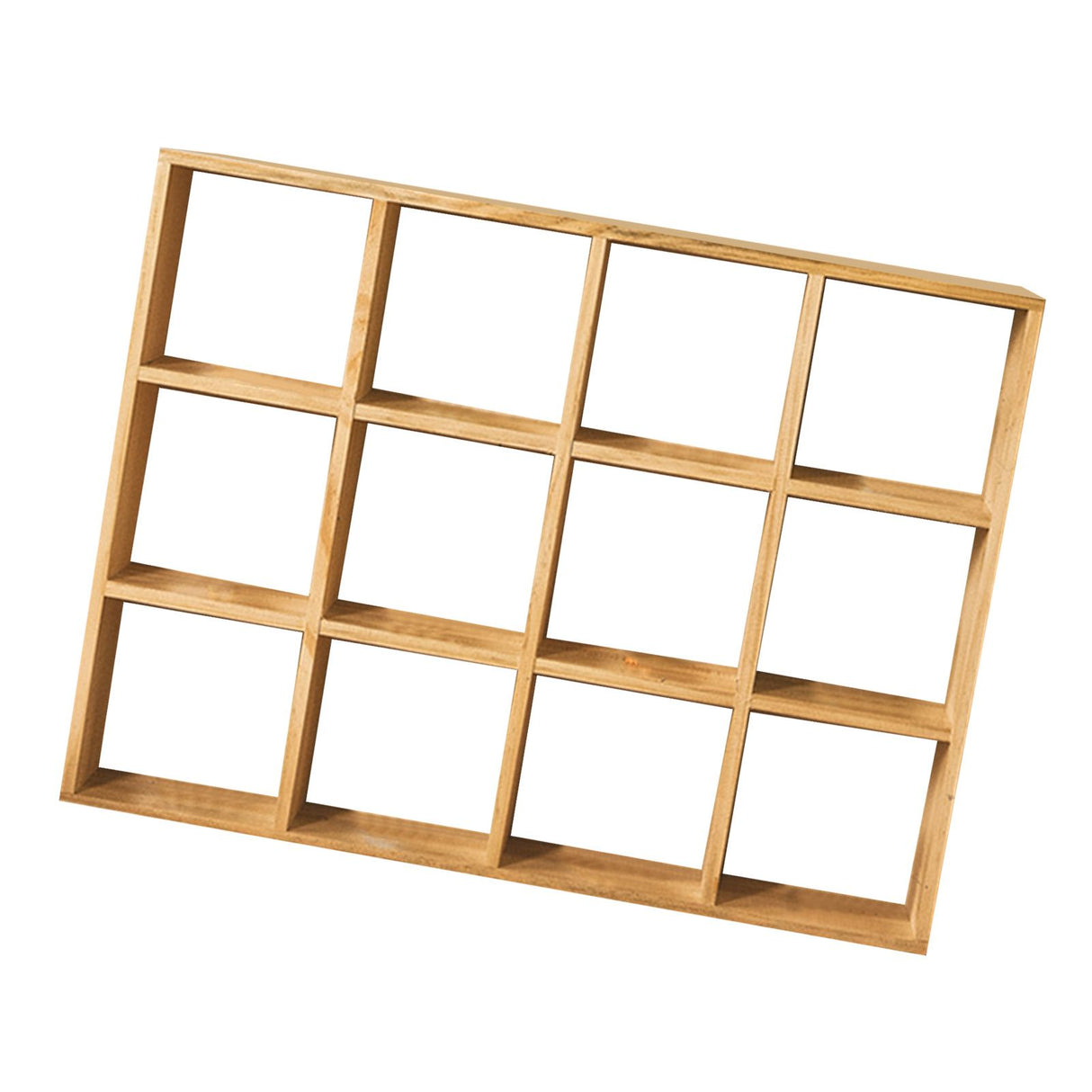 12 Grids Action Figure Wooden Storage Shelf Figure Wood Shadow Box Shelf Organizer for Bedroom Living Room Study Without Back Plate