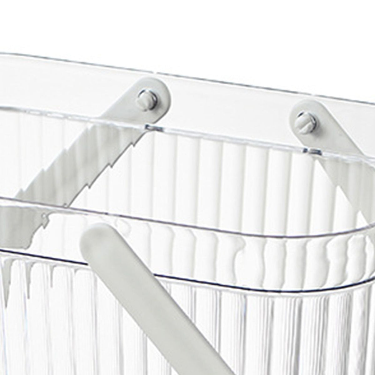 Bath Organizer Basket Stylish Clear Stripe Large Capacity Shower Storage Organizer with Handle for Bathroom White