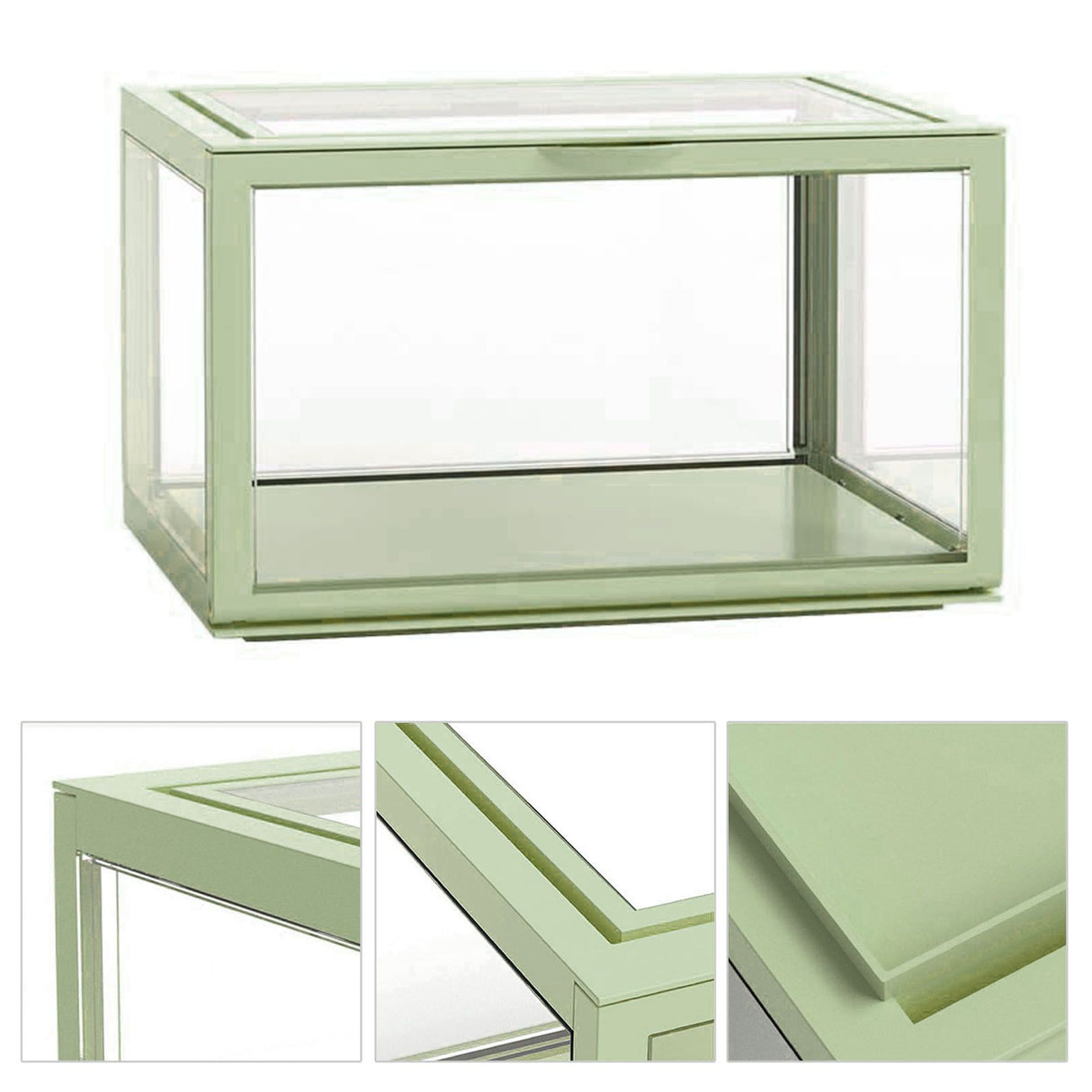 Figure Organizer Desktop Doll Acrylic Display Cabinet High Transparency Sealed Dustproof Show Case Light Green