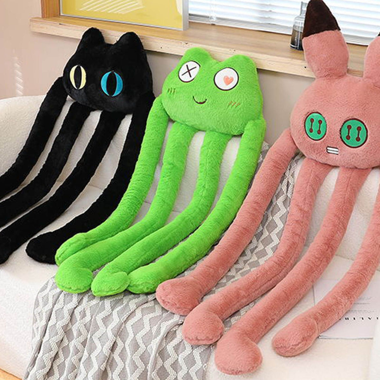 Long Legged Octopus Doll Long Legs and Feet Fine Stitching Plush Long Legs Toy for Men Women Black Cat