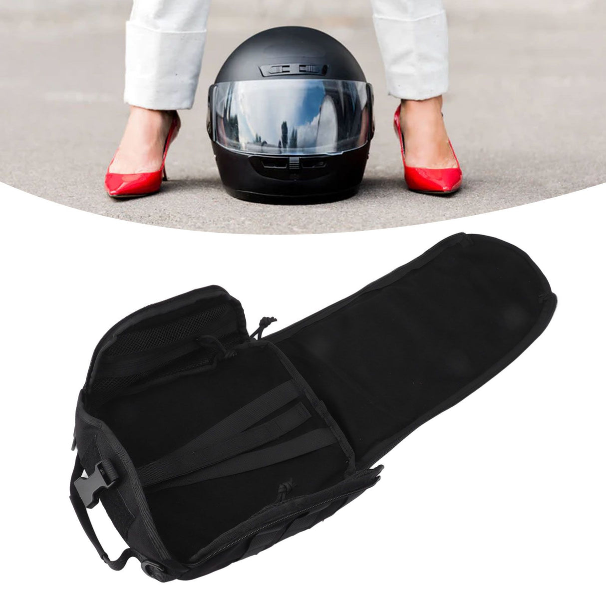 Outdoor Helmet Bag Nylon Waterproof Motorcycle Bike Bicycle Helmet Bag for Camping Hiking Black