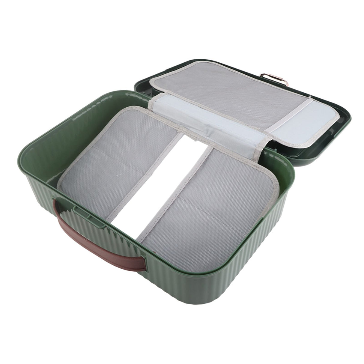 Multifunctional Document Storage Box Large Capacity Two Layer Liner Home Certificate Organizer Blackish Green
