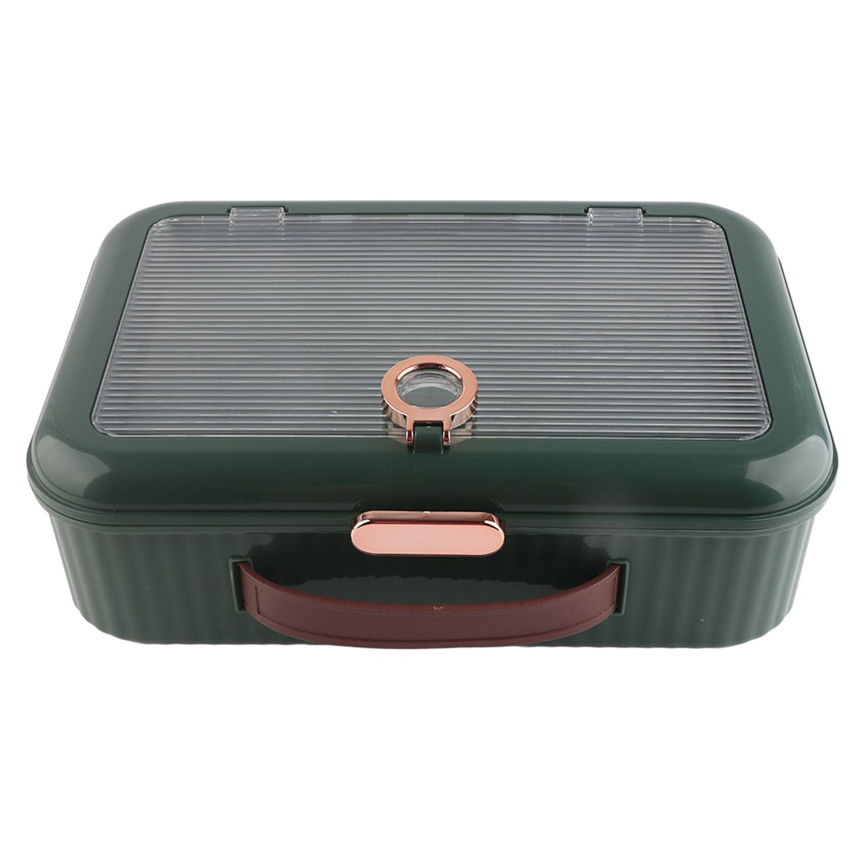 Multifunctional Document Storage Box Large Capacity Two Layer Liner Home Certificate Organizer Blackish Green