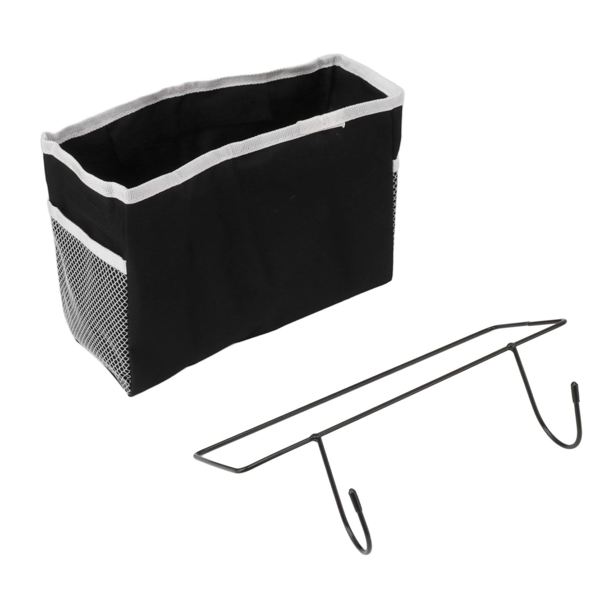 Bedside Storage Basket Hook Hanging Canvas Bag Rail Organization Shelf for Dormitory Office Living Room