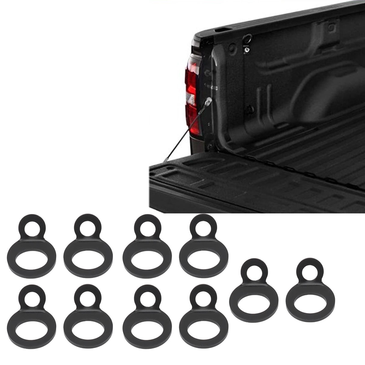 10PCS O Type Anchor Hooks Black Stainless Steel Tie Down Strapping Rings for Trailer Bike Truck