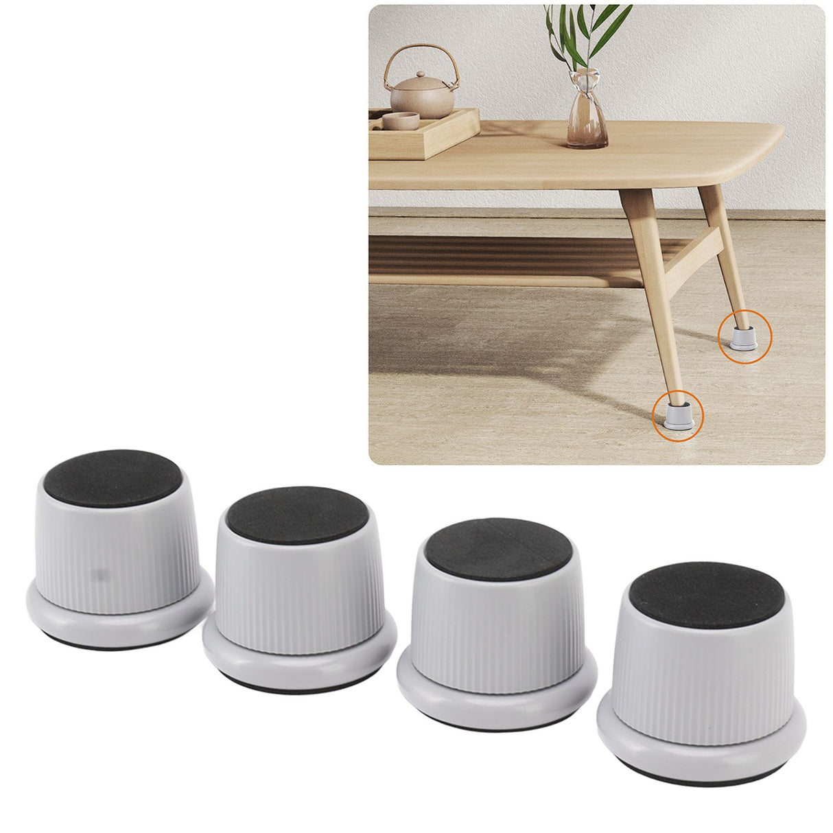 4Pcs Height Adjustable Furniture Riser Wear Resistant Non Slip Furniture Pads for Coffee Machine Sofa Grey