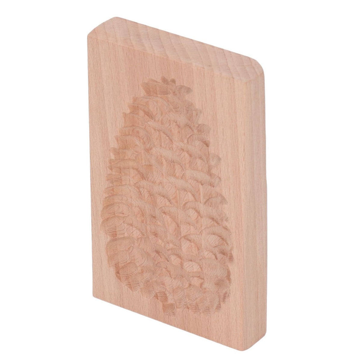 Wooden Cookie Mould Beechwood Reusable Washable Biscuit Press Stamp Mold for Kitchen Baking Pine Cone
