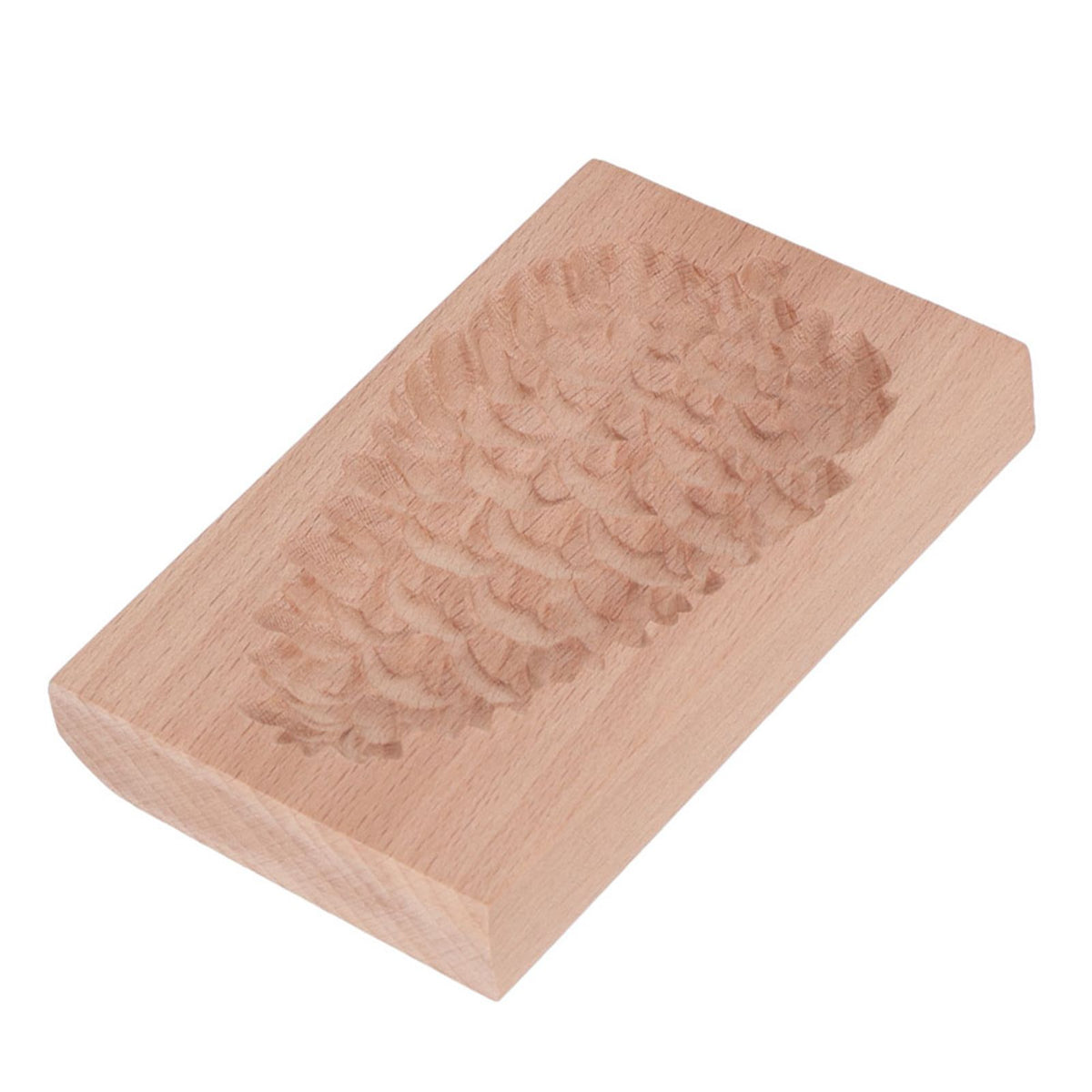 Wooden Cookie Mould Beechwood Reusable Washable Biscuit Press Stamp Mold for Kitchen Baking Pine Cone