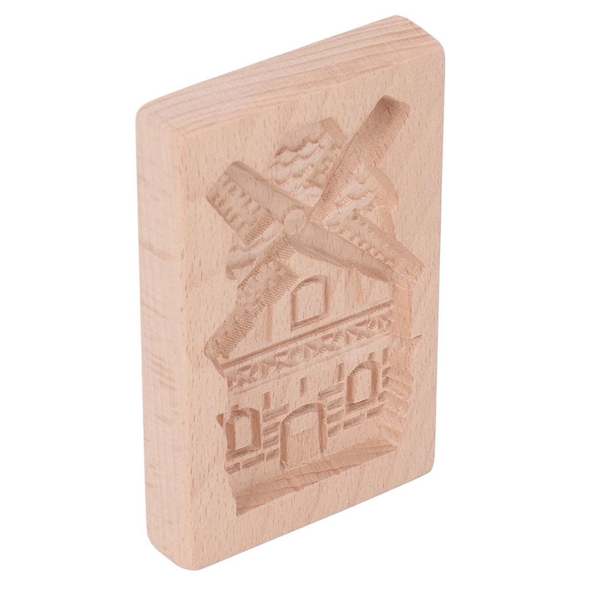 Wooden Cookie Mould Beechwood Reusable Washable Biscuit Press Stamp Mold for Kitchen Baking Windmill