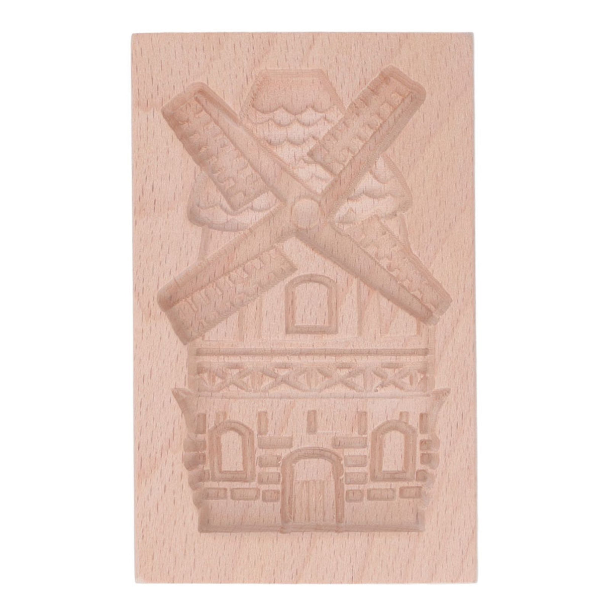 Wooden Cookie Mould Beechwood Reusable Washable Biscuit Press Stamp Mold for Kitchen Baking Windmill