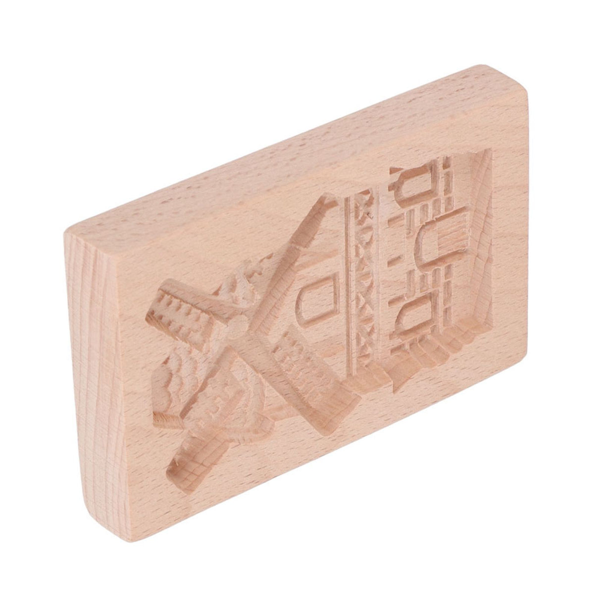 Wooden Cookie Mould Beechwood Reusable Washable Biscuit Press Stamp Mold for Kitchen Baking Windmill