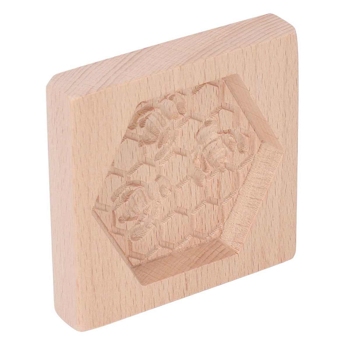 Wooden Cookie Mould Beechwood Reusable Washable Biscuit Press Stamp Mold for Kitchen Baking Bee