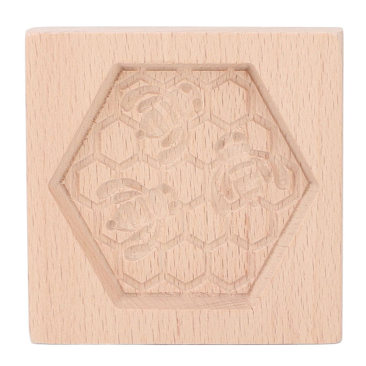 Wooden Cookie Mould Beechwood Reusable Washable Biscuit Press Stamp Mold for Kitchen Baking Bee