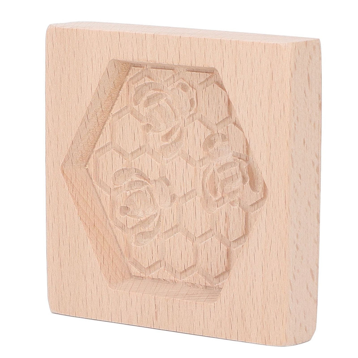 Wooden Cookie Mould Beechwood Reusable Washable Biscuit Press Stamp Mold for Kitchen Baking Bee
