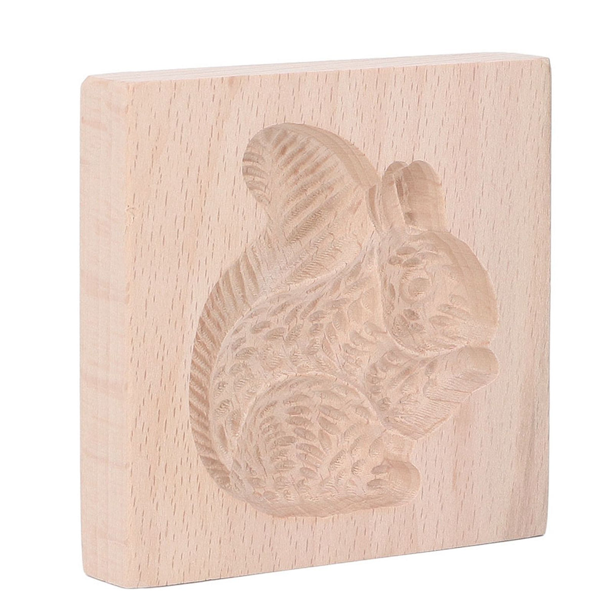 Wooden Cookie Mould Beechwood Reusable Washable Biscuit Press Stamp Mold for Kitchen Baking Squirrel