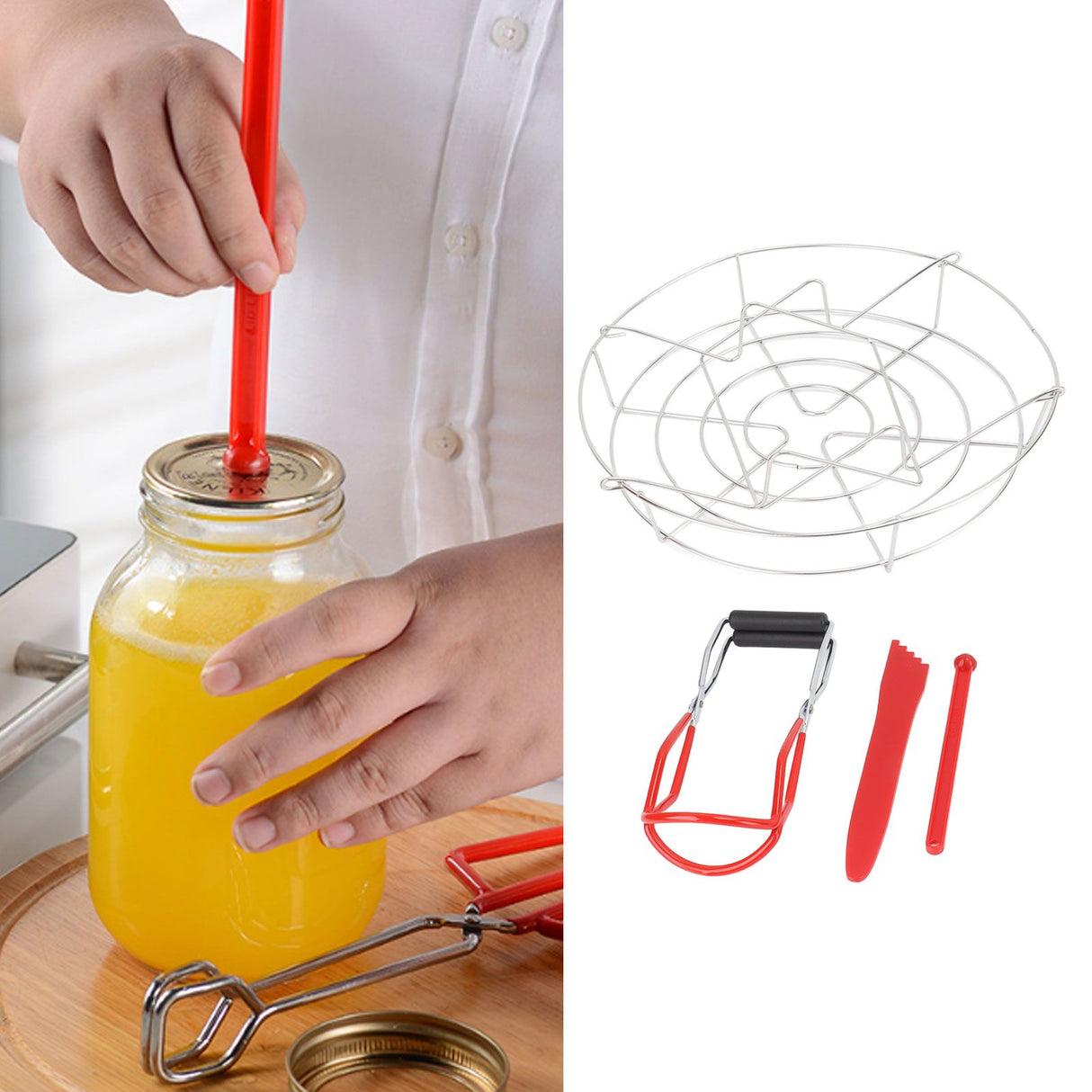 Canning Supplies Starter Kit Stainless Steel Magnetic Lid Lifter Bubble Popper Canning Jar Lifter Can Tongs for Beginners