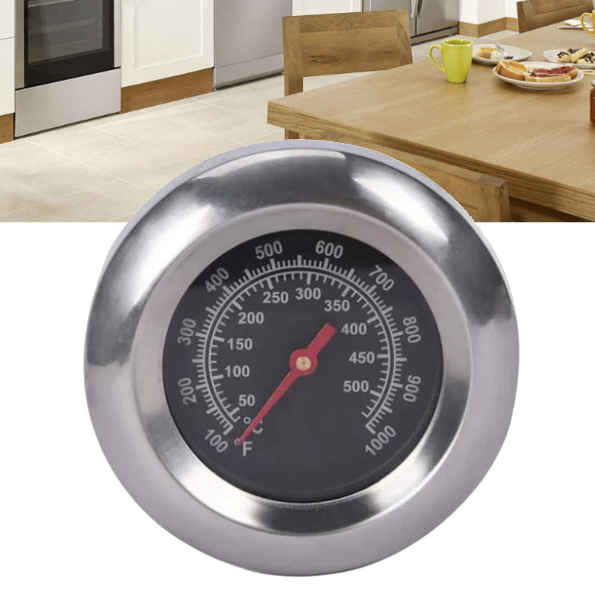 Grill Thermometer Alloy Steel High Accuracy M10 Thread Clear Scale Easy Assembly BBQ Thermometer for Kitchen Camping