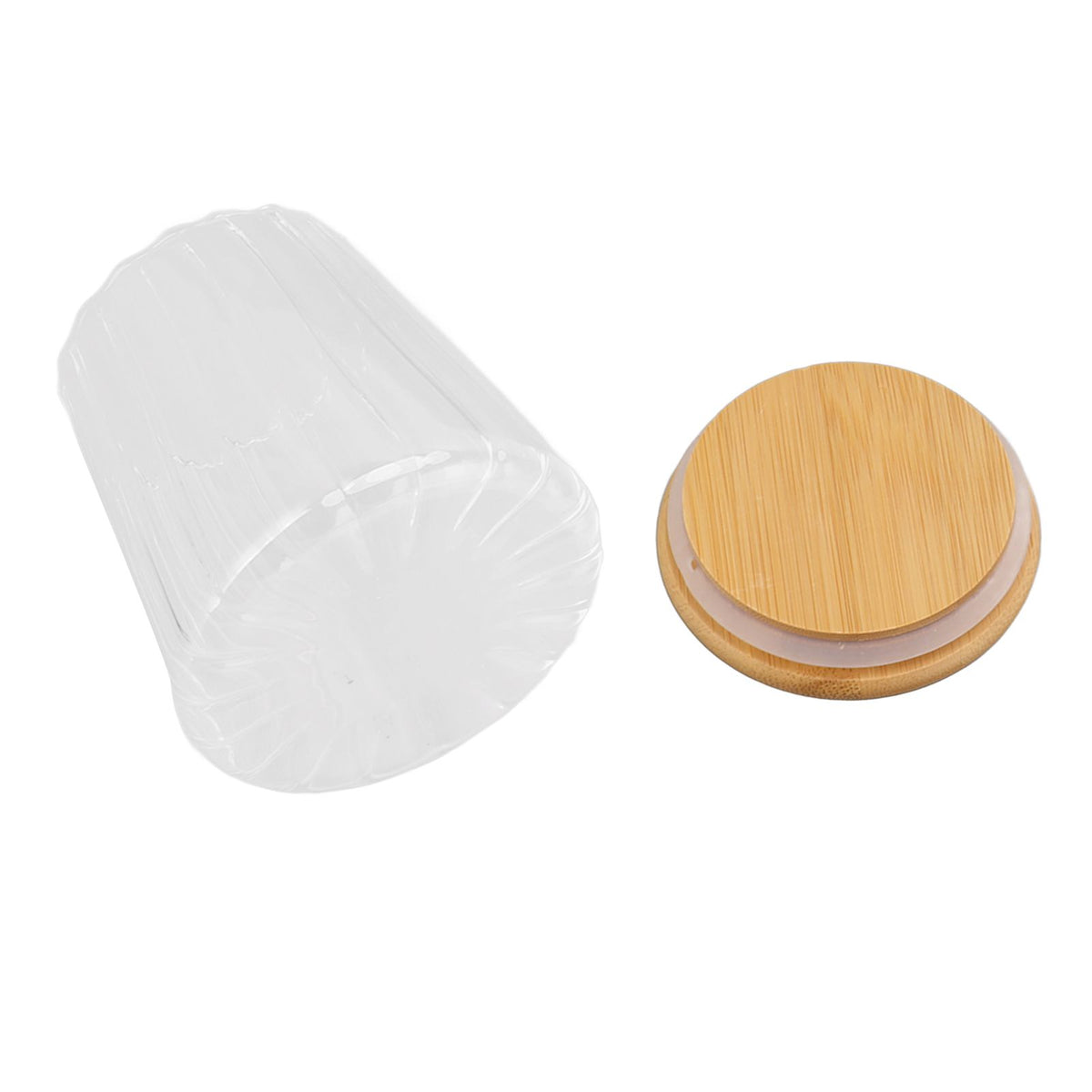 580ml Glass Tea Canister Transparent Food Storage Containers Jars with Airtight Bamboo Lid for Kitchen Counter
