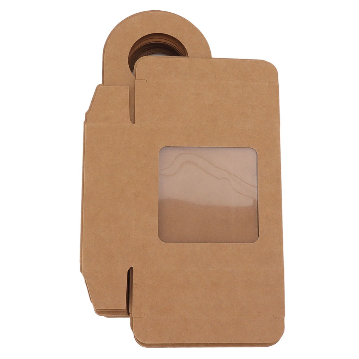 25 Count Kraft Paper Wine Bottle Box with Hanging Hook Window Foldable Kraft Gift Boxes