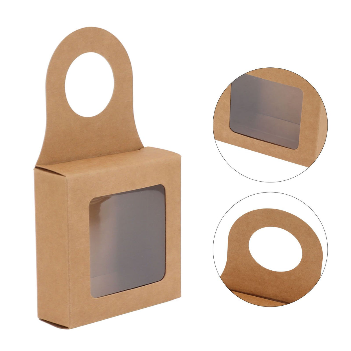 25 Count Kraft Paper Wine Bottle Box with Hanging Hook Window Foldable Kraft Gift Boxes