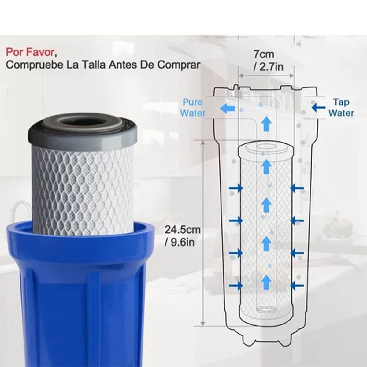 Water Filter Cartridge CTO Coconut Shell Activated Carbon Purifier Cartridge for 10in Filter