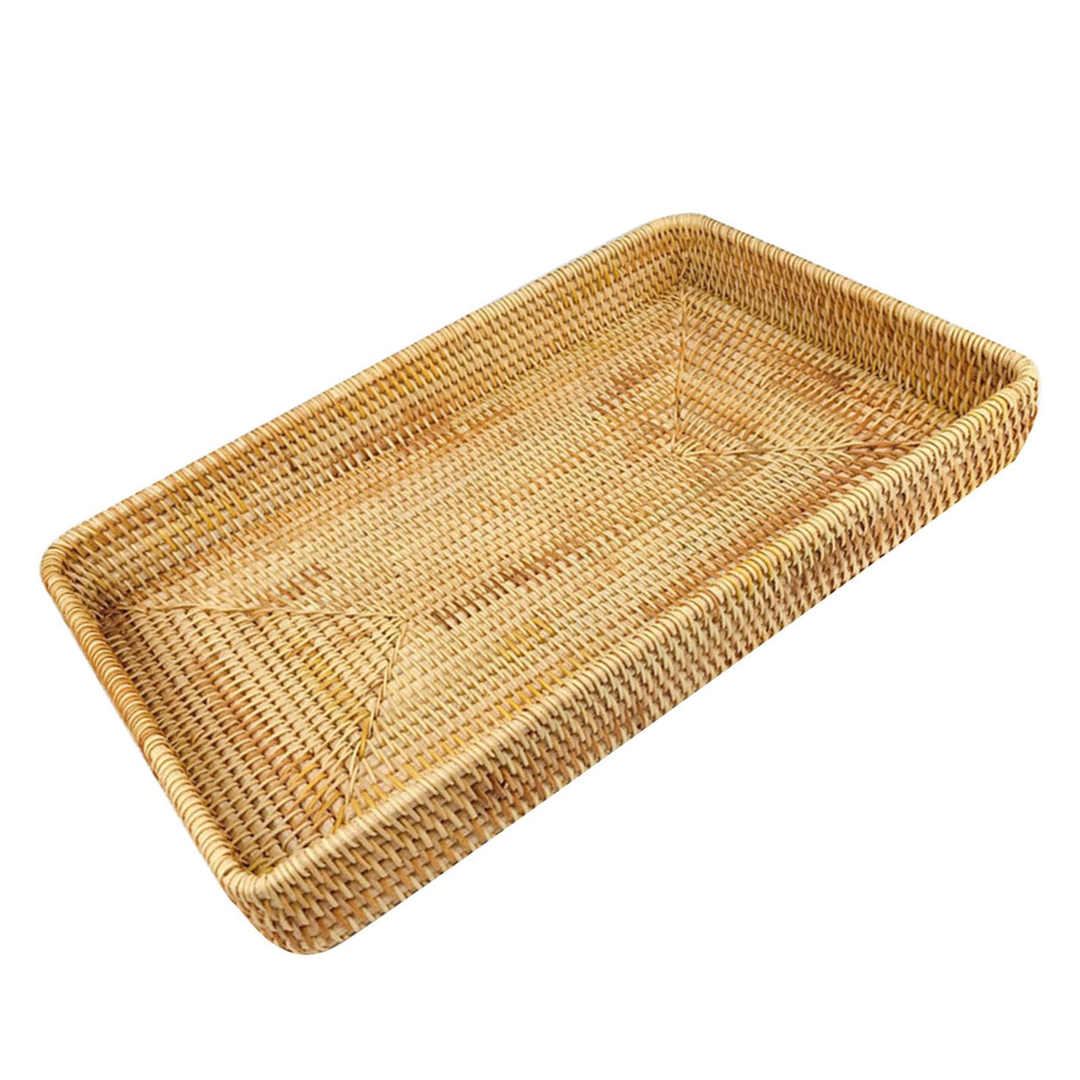 Rattan Tray Tabletop Organization Hand Woven Snack Storage Basket Multifunctional Serving Tray L