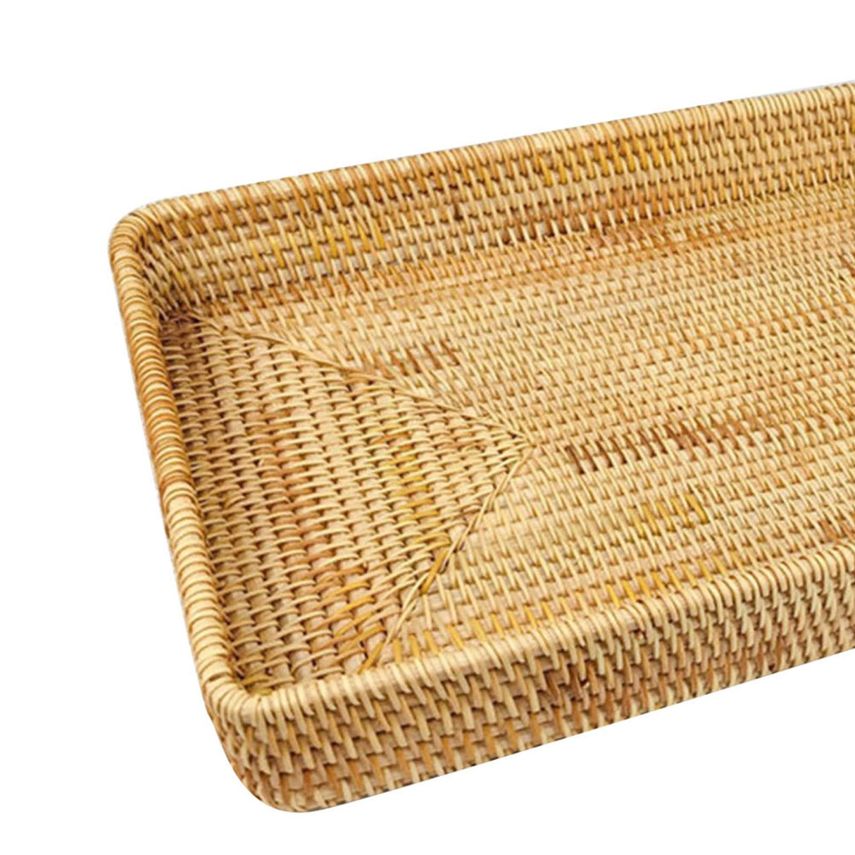 Rattan Tray Tabletop Organization Hand Woven Snack Storage Basket Multifunctional Serving Tray L