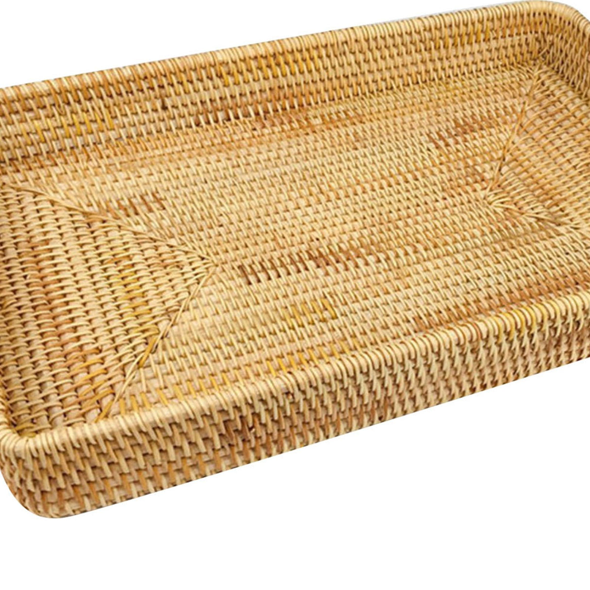 Rattan Tray Tabletop Organization Hand Woven Snack Storage Basket Multifunctional Serving Tray L