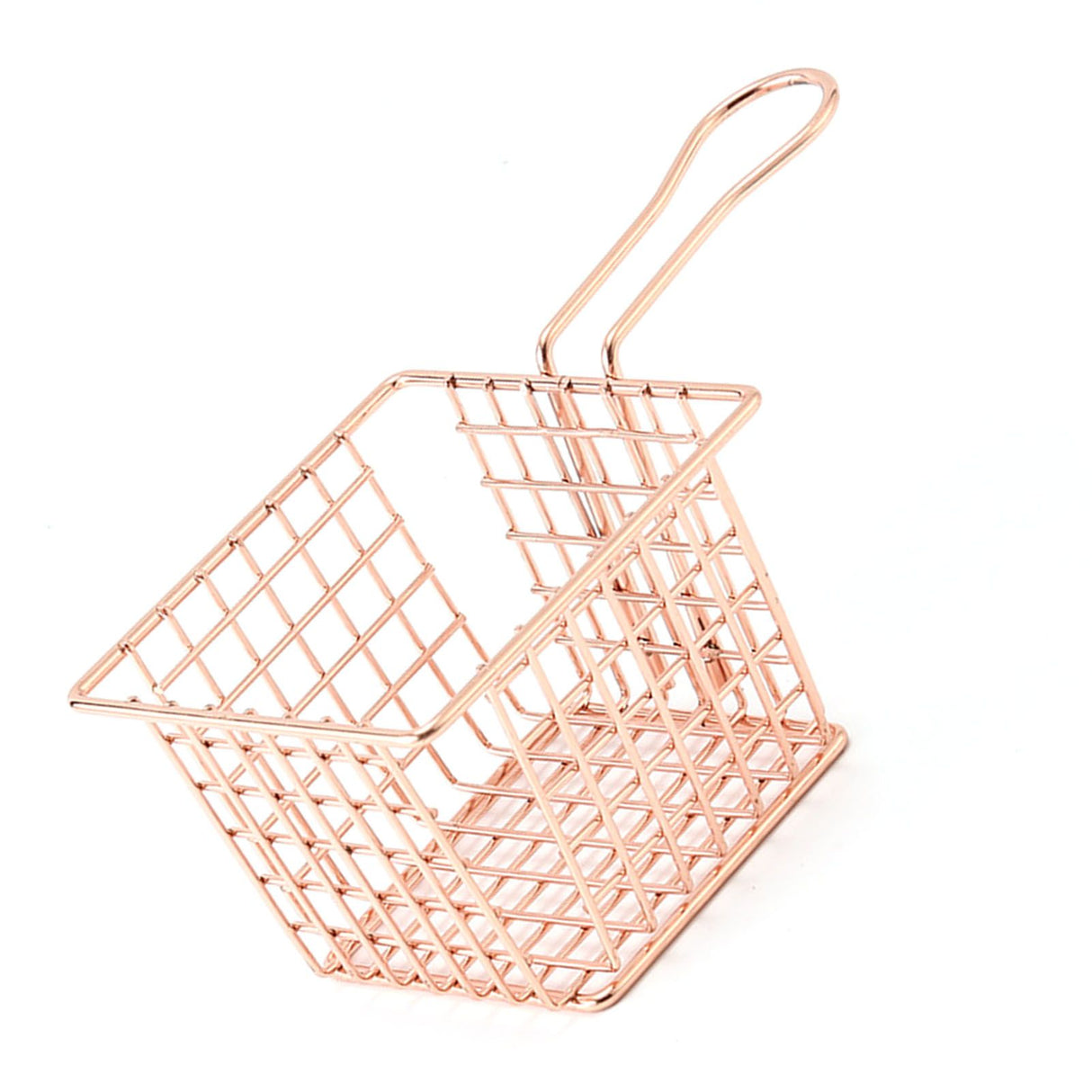 Fryer Basket Iron French Fry Holder Frying Strainer with Handle for Restaurant Home Rose Gold