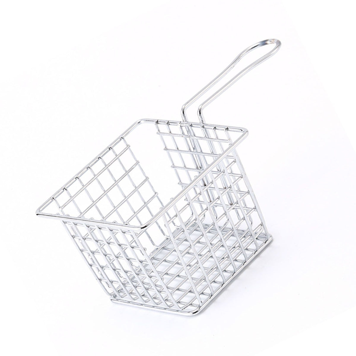 Fryer Basket Iron French Fry Holder Frying Strainer with Handle for Restaurant Home Electroplating Color