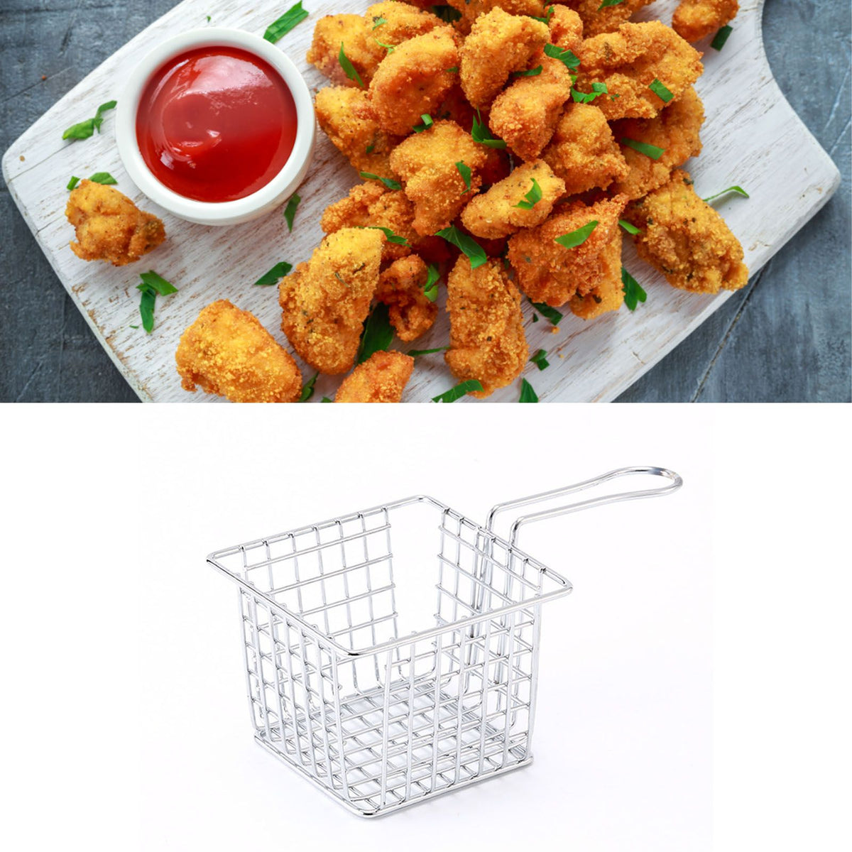 Fryer Basket Iron French Fry Holder Frying Strainer with Handle for Restaurant Home Electroplating Color
