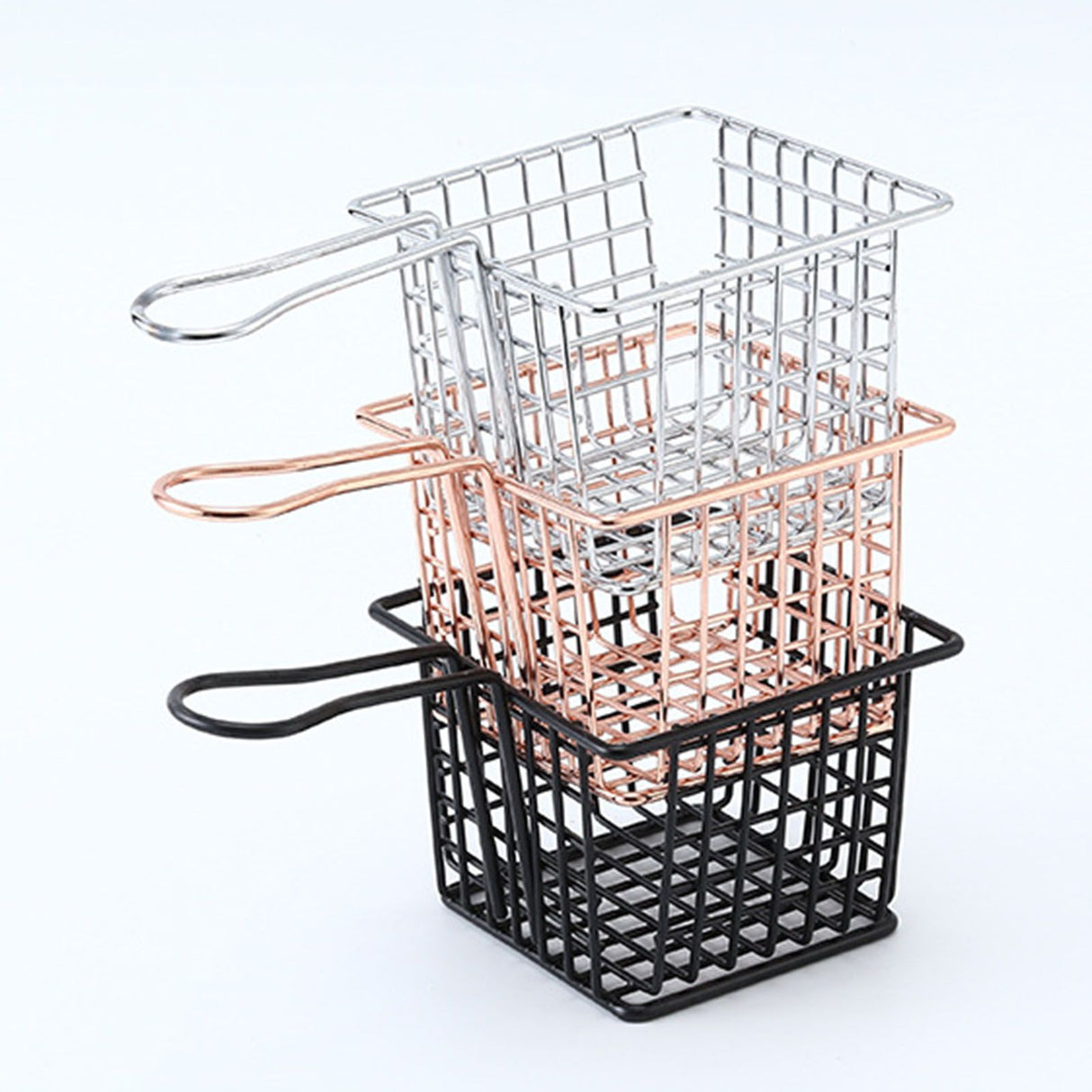 Fryer Basket Iron French Fry Holder Frying Strainer with Handle for Restaurant Home Imitation Gold