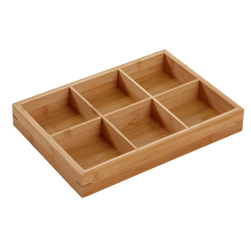 Divided Wooden Tray Multi Compartments Serving Tray for Hot Pot Restaurants Sushi Plate 6 Compartments