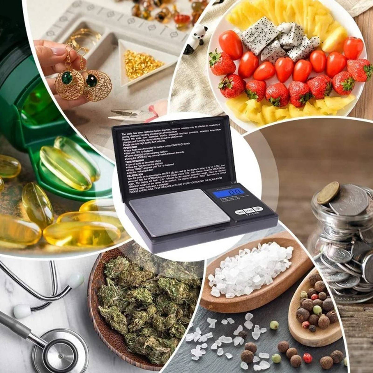 Digital Scale Backlit LCD Accurate Measurement Electronic Food Steelyard for Kitchen Jewelry 1000G 0.1G