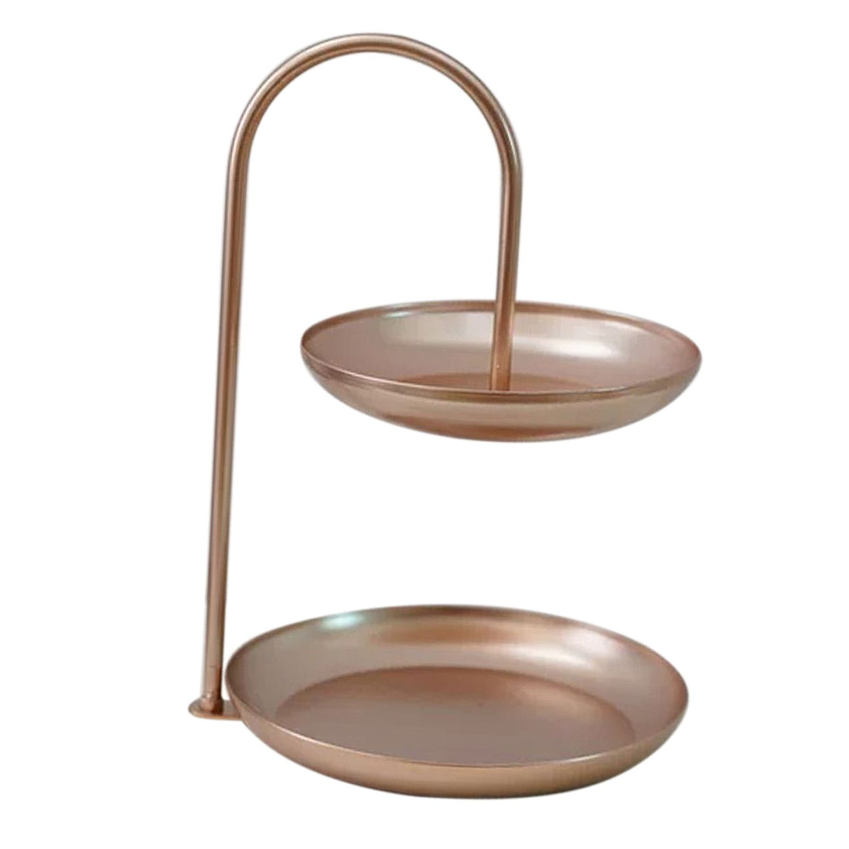 2 Tier Iron Fruit Serving Tray Waterproof Multi Tier Storage Platter for Coffee Table Party Rose Gold