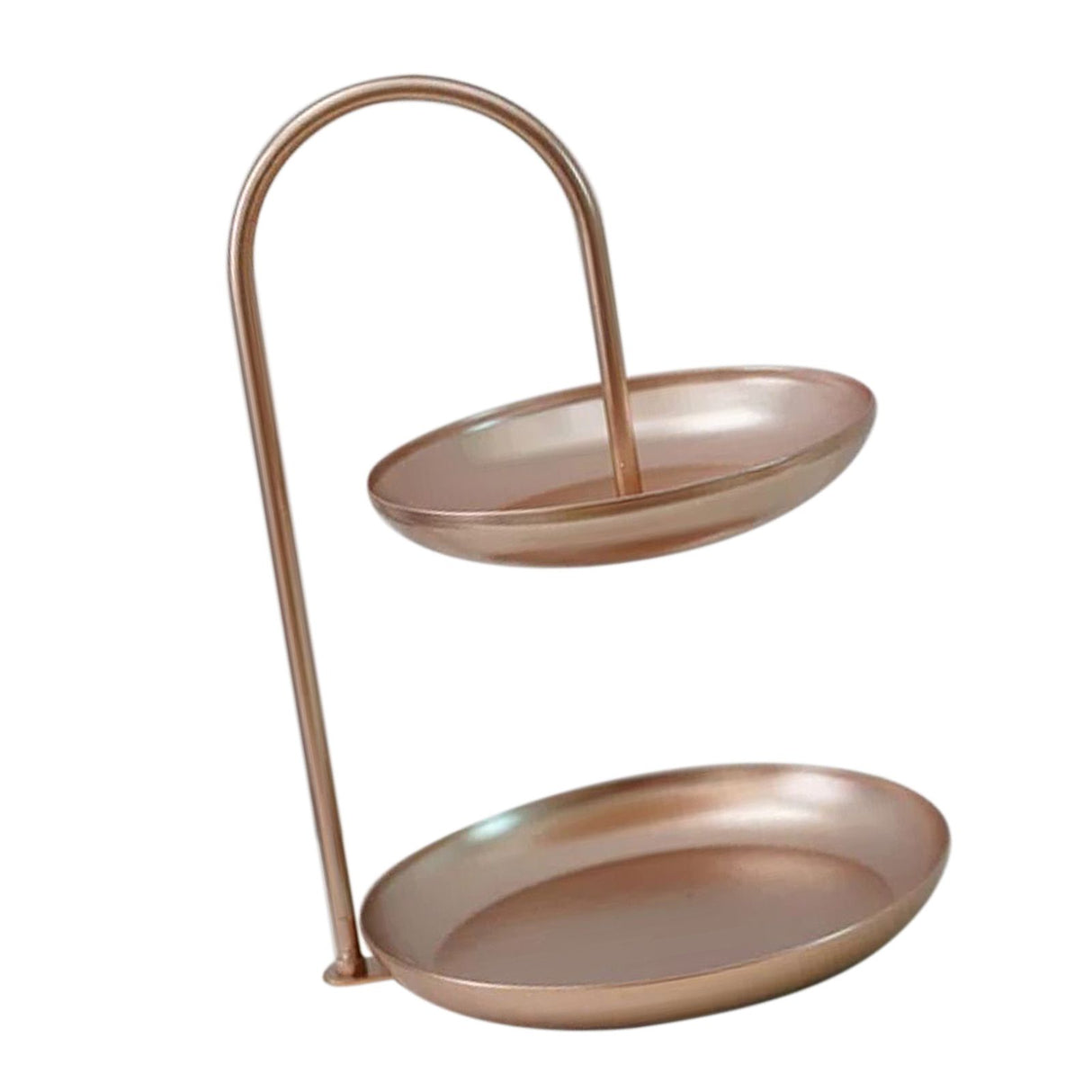 2 Tier Iron Fruit Serving Tray Waterproof Multi Tier Storage Platter for Coffee Table Party Rose Gold