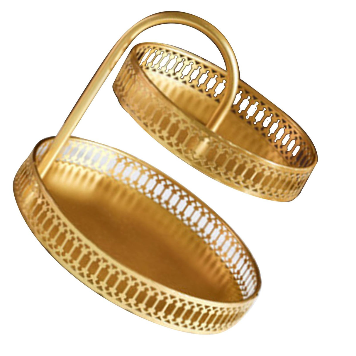 Double Layer Pastry Tray Decorative Copper Gold Biscuits Dessert Display Plate for Wedding Vertical Grain