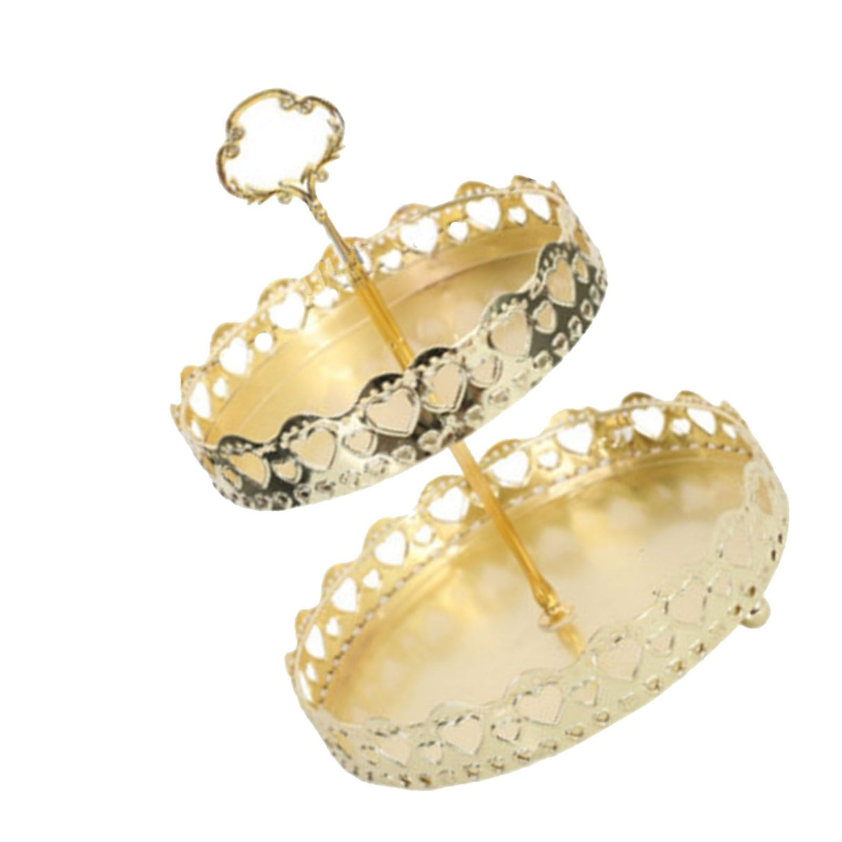 Double Layer Pastry Tray Decorative Copper Gold Biscuits Dessert Display Plate for Wedding Hollowed Out Love Heart