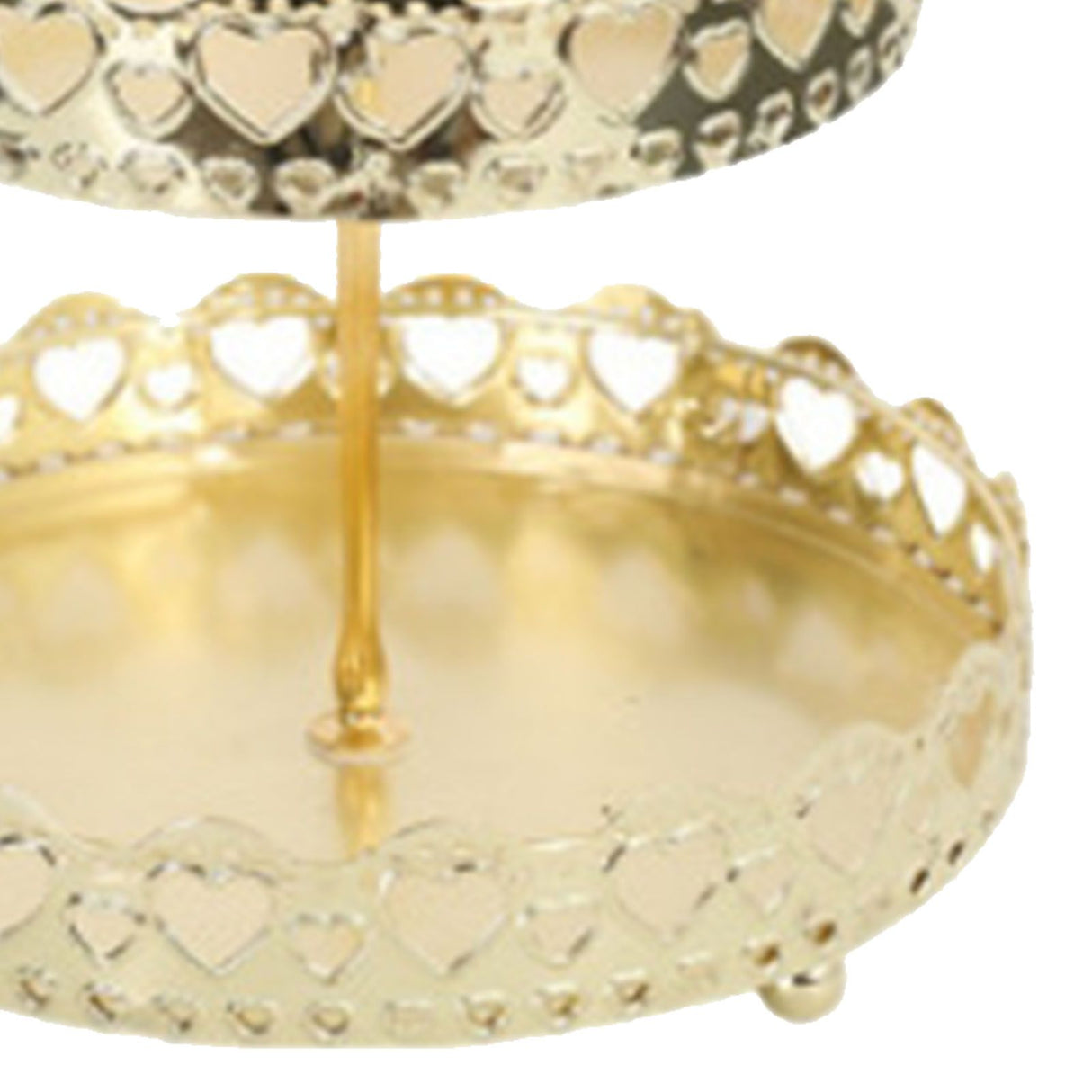 Double Layer Pastry Tray Decorative Copper Gold Biscuits Dessert Display Plate for Wedding Hollowed Out Love Heart